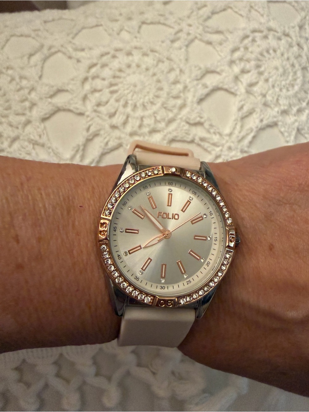 Folio Crystal Bezel Women's Watch in Blush
